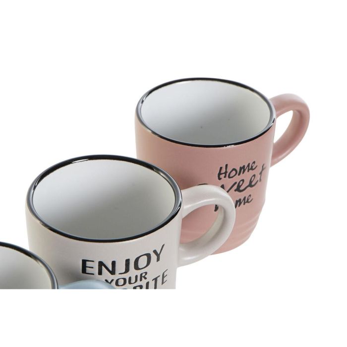 Juego de Tazas de Café DKD Home Decor Frases originales 6 Unidades Multicolor Gres 1