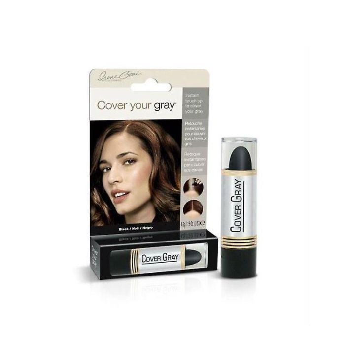 Cover Your Gray Touch-Up Stick Negro #0113 Retoca Canas y Raíces Temporales, Lápiz Labial Fácil de Usar para Cabello