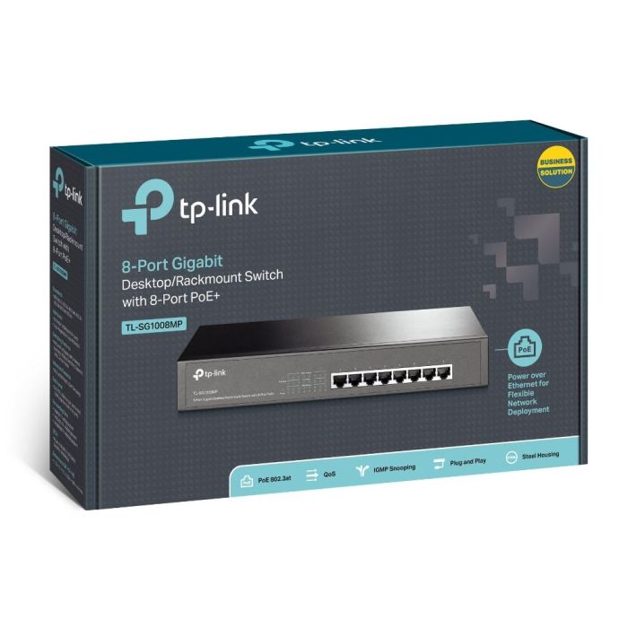 TP-Link Switch 8 Puertos Gigabit PoE+ TL-SG1008MP Escritorio/Rack 153W 3
