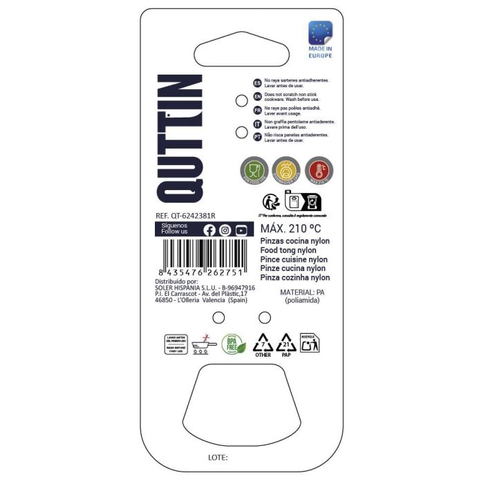 Quttin Pinzas Cocina 28 cm Nylon Negra 2