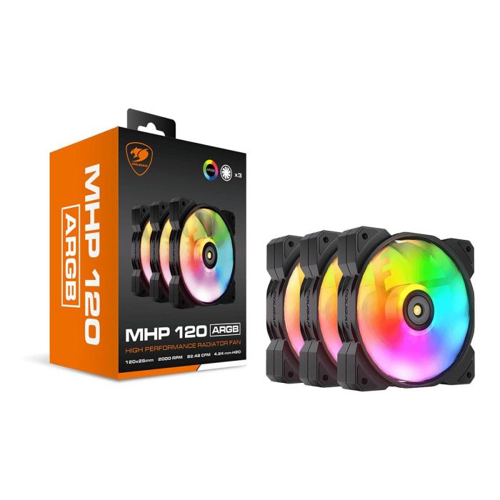 Cougar MHP 120 ARGB 120mm Ventilador para Carcasa de PC, Negro/Blanco, Pack de 3