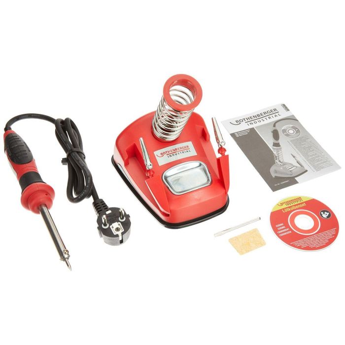 ROTHENBERGER Soldador con soporte - 30W - Incluido con 2 puntas, cable de soldadura y esponja - Rojo 1