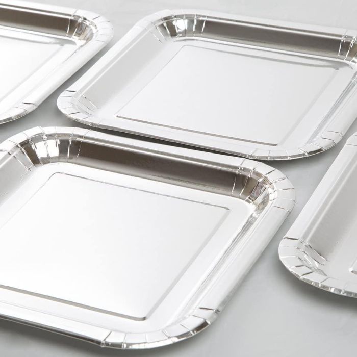 Set de 10 platos de cartón plata cuadrados 23 cm Algon (18 Cajas) 3 Set de 10 platos de cartón plata cuadrados 23 cm Algon (18 Cajas) 3