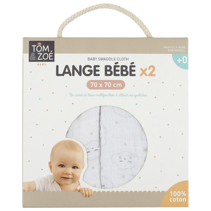 Tom et Zoe Juego de 2 Mantas para Bebé 70x70cm 100% Algodón 0 Tom et Zoe Juego de 2 Mantas para Bebé 70x70cm 100% Algodón 0
