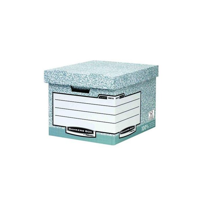 Fellowes: Cajón de Archivo de Cartón Reciclado 50% Más Resistente, Montaje Fastfold, Capacidad para 4 Cajas Folio, Apilable