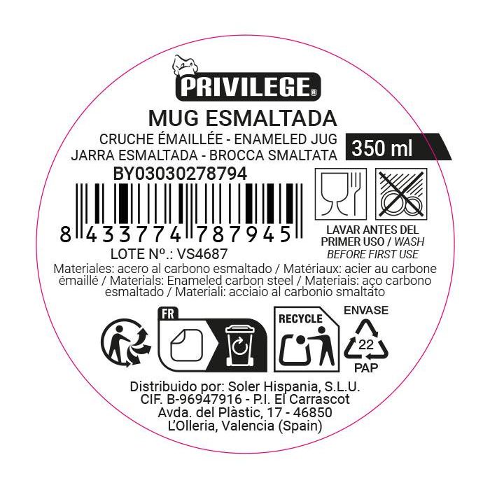 Inde Mug Esmaltada Blanca Car 350 ml 5 Inde Mug Esmaltada Blanca Car 350 ml 5