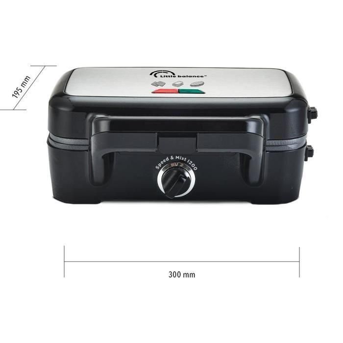 Little Balance 8368 Speed'n Mixt 1200 - Plancha Gofres & Parrilla 2 en 1, 1200W, Acero Inoxidable, Placas Intercambiables, Apertura 180° 1 Little Balance 8368 Speed'n Mixt 1200 - Plancha Gofres & Parrilla 2 en 1, 1200W, Acero Inoxidable, Placas Intercambiables, Apertura 180° 1
