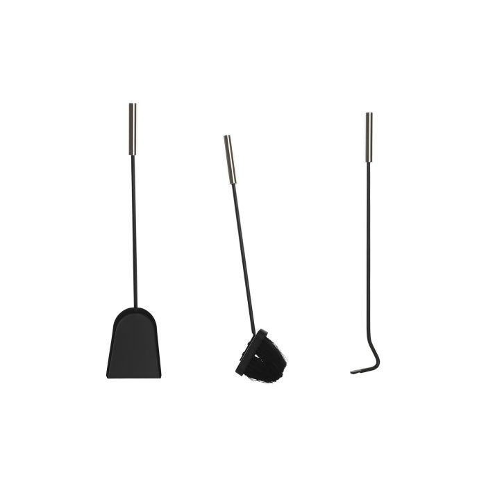 DKD Home Decor Leñera Loft Negro Acero y Plástico Set de 3 Piezas 36 x 81 x 42 cm 5