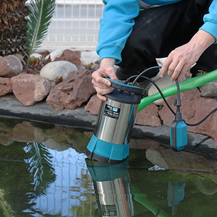 Koma Tools BAL-500 Bomba Sumergible Drenaje Aguas Limpias 500W Flotador Auto. Caudal 10000 L/h Altura 8m Inmersión 7m Inox 5mm 5