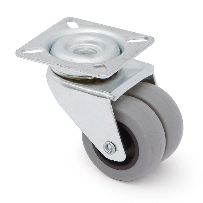 Q&Q Rueda Giratoria Celia Aro Doble Goma Ø50mm Plástico, Capacidad Carga 60kg, Ideal para Muebles