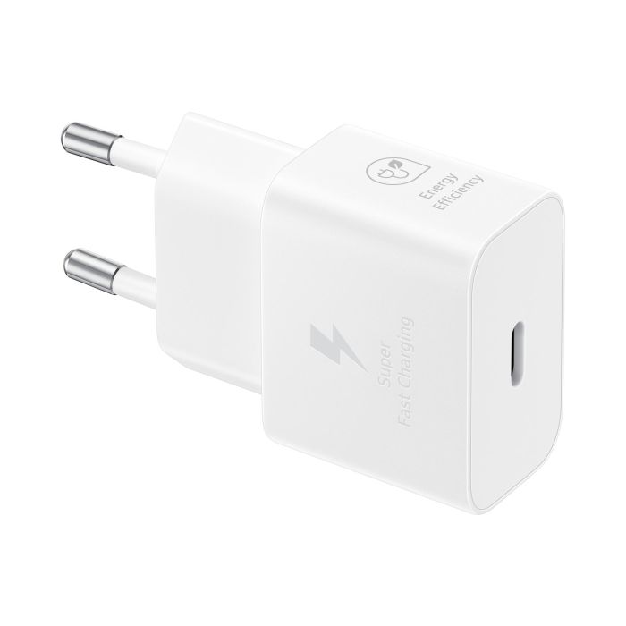 Samsung EP-T2510XWEGEU Cargador de Pared Rápido 25W con Puerto USB-C Blanco y Cable de Carga USB-C a USB-C Blanco