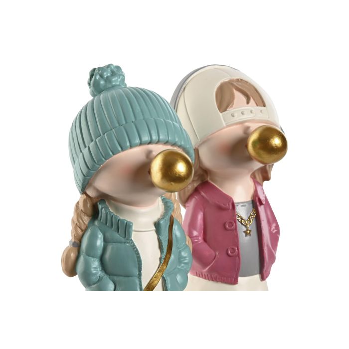 Figura Urban DKD Home Decor Rosa Turquesa 10 x 20 x 8 cm (2 Unidades) Figura Urban DKD Home Decor Rosa Turquesa 10 x 20 x 8 cm (2 Unidades)
