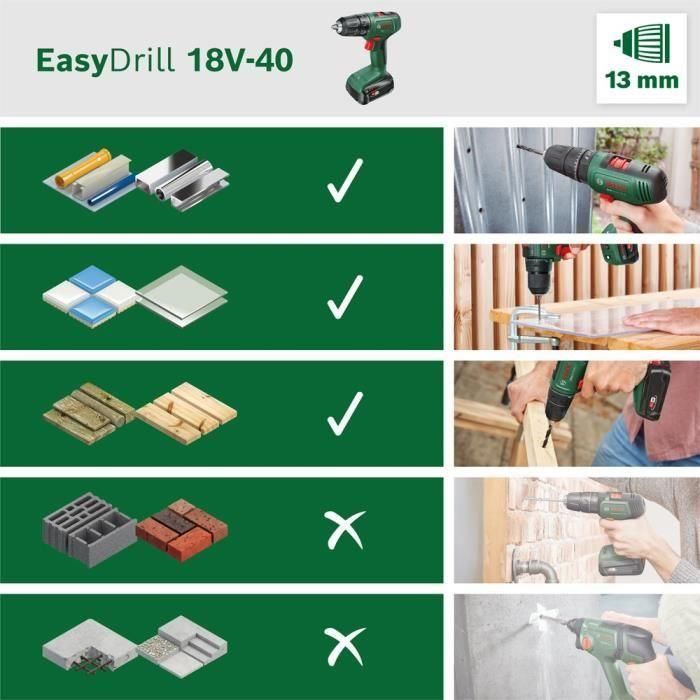 Taladro atornillador EasyDrill 18V-40 (2x 1,5 Ah) + AL18V-20 en estuche de transporte 4 Taladro atornillador EasyDrill 18V-40 (2x 1,5 Ah) + AL18V-20 en estuche de transporte 4