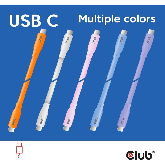Club3D Lifestyle USB-C St/St - Cable Púrpura de 2m USB4 Gen 2x2, PD 240W, 20Gbps, para Carga Rápida 1 Club3D Lifestyle USB-C St/St - Cable Púrpura de 2m USB4 Gen 2x2, PD 240W, 20Gbps, para Carga Rápida 1