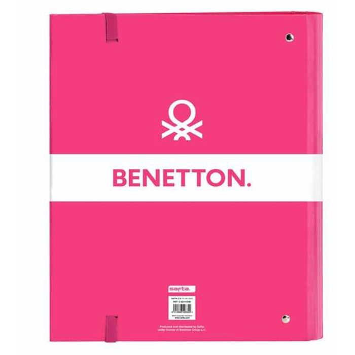 Benetton Carpeta 4 Anillas 35mm con Recambio Raspberry Rosa Fucsia 27x32x3,5 1