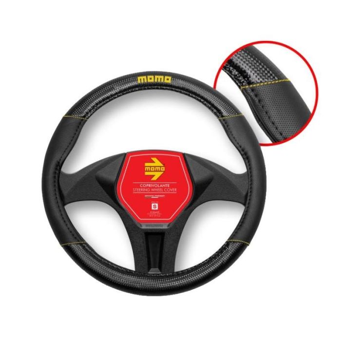 Funda Volante Momo Carbon Universal Negro Y Amarillo 38-39 cm MOMLSWC013BY 1 Funda Volante Momo Carbon Universal Negro Y Amarillo 38-39 cm MOMLSWC013BY 1