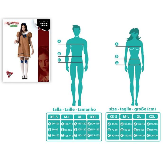 Disfraz Muñeca Terrorífica con Vestido Marrón para Mujer Talla XS-S Halloween 3