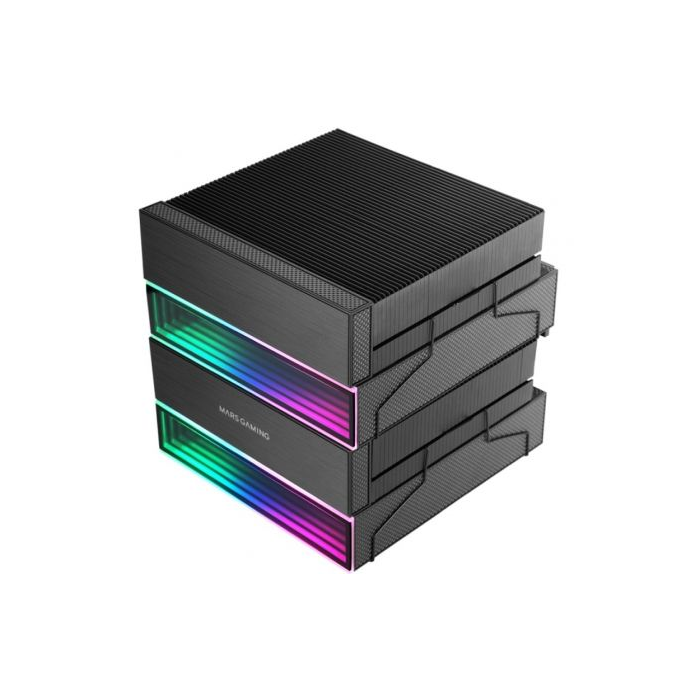 Mars Gaming MCPU-X26 Disipador CPU Dual Tower con 2 Ventiladores ARGB Infinity Mirror, 6 Heatpipes HCT, Hasta 350W TDP, Compatible con Intel LGA 1851/1700 y AMD AM5/AM4 3