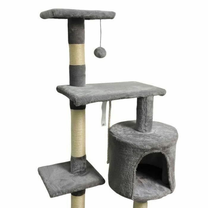 Paloma ALC10B Rascador para gatos, gris oscuro, con 3 plataformas, 1 cuerda, 1 nicho y postes rascadores, 40x40x114 cm 2 Paloma ALC10B Rascador para gatos, gris oscuro, con 3 plataformas, 1 cuerda, 1 nicho y postes rascadores, 40x40x114 cm 2