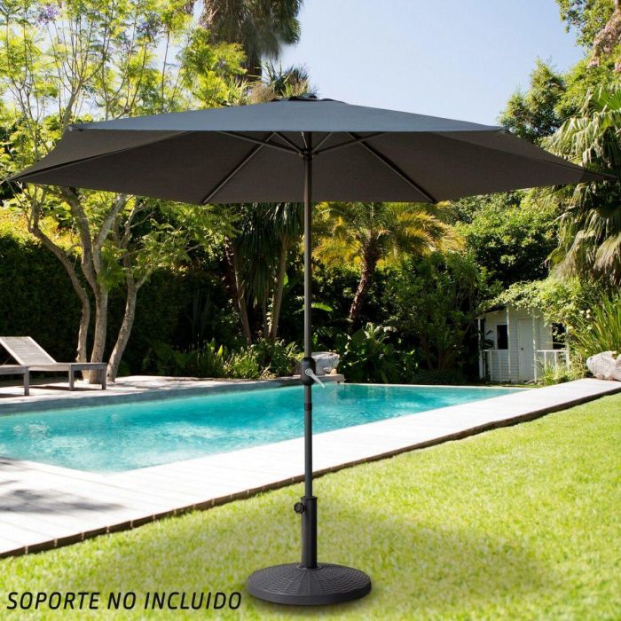 Parasol terraza 300 cm con chimenea y mástil de aluminio 3,8 cm color antracita 1