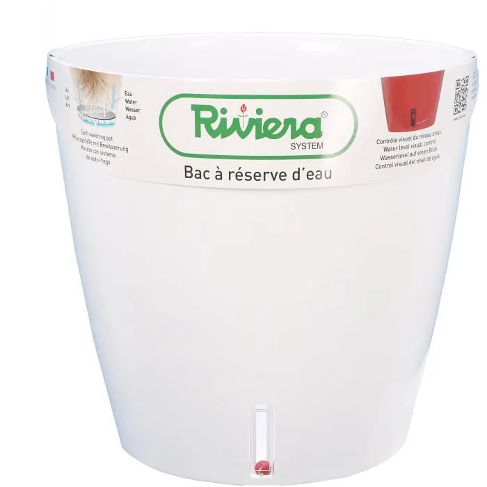 Riviera Eva Maceta Redonda de Plástico Ø 46 cm - 49 L - Blanco 1