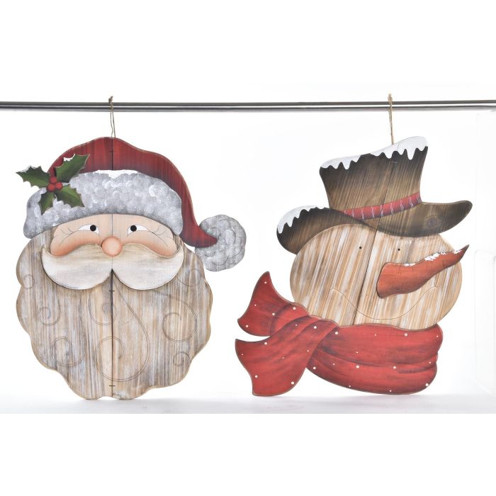 Decoracion Colgante Navidad Tradicional DKD Home Decor Natural Rojo 1.5 x 52 x 38 cm (6 Unidades)