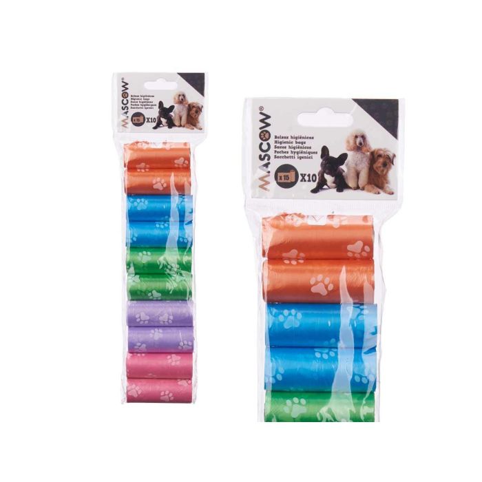 Set 10 Rollos Bolsas Mascota Mascow 9x30x2.5 cm, Azul/Naranja/Rosa/Verde/Violeta (24 Unidades) 2 Set 10 Rollos Bolsas Mascota Mascow 9x30x2.5 cm, Azul/Naranja/Rosa/Verde/Violeta (24 Unidades) 2