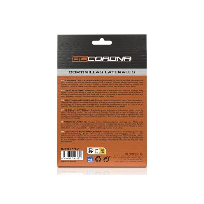 Cortinilla Lateral para Coche BC Corona INT41117 Universal (2 pcs) 2 Cortinilla Lateral para Coche BC Corona INT41117 Universal (2 pcs) 2