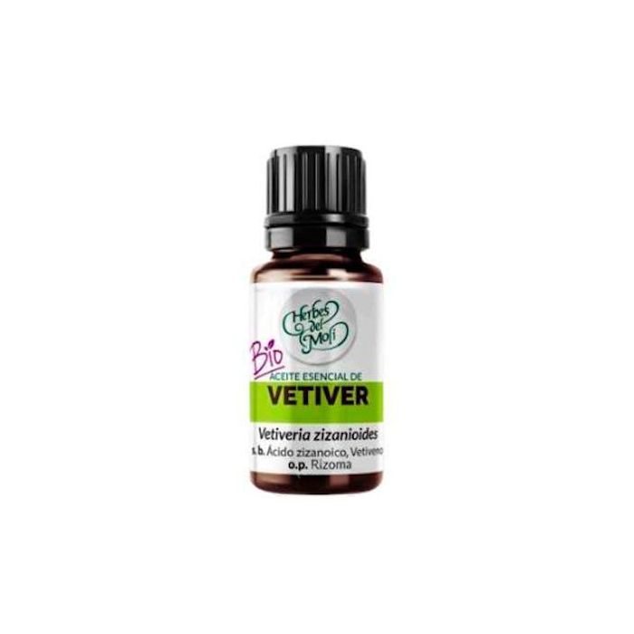 HERBES DEL MOLI Vetiveria zizanioides Aceite Esencial de Vetiver Ecológico 10 ml para Uso Oral, Tópico y Difusión