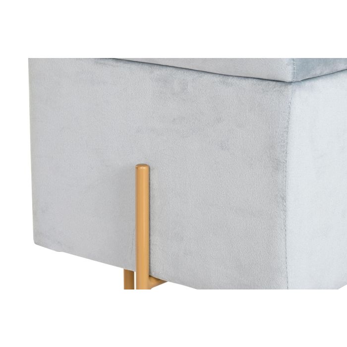DKD Home Decor Reposapies Puf con Tapa Almacenaje Gris Dorado Poliester Metal 45x45x45 cm Desmontable 2 DKD Home Decor Reposapies Puf con Tapa Almacenaje Gris Dorado Poliester Metal 45x45x45 cm Desmontable 2