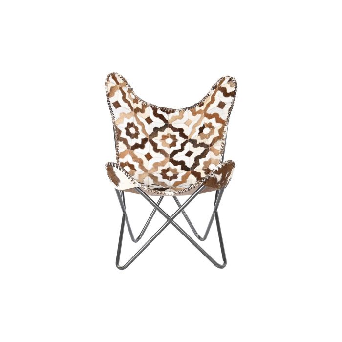 DKD Home Decor Sillón Colonial Marrón Blanco Piel Hierro 70x70x90 cm 3