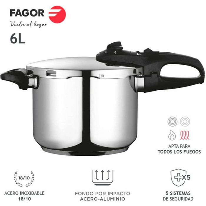 Olla Express Fagor DUO Acero Inoxidable 18/10 4 L 6 L 3
