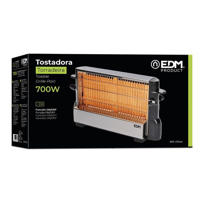 Edm Tostadora Vertical 700W - Acero Inoxidable, 4 Rebanadas, Tueste por Ambos Lados, 28x9x18cm 1