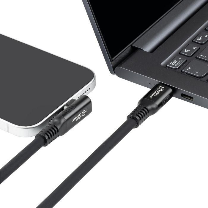 MicroConnect Cable magnético USB4 de silicona líquida premium en ángulo, 20Gbps, 240W, 4K, 2m, Negro 2