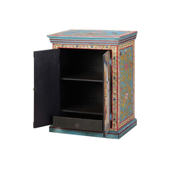 Giner Y Colomer Mesita de Noche en Madera de Mango Multicolor con 2 Puertas y Cajón 1