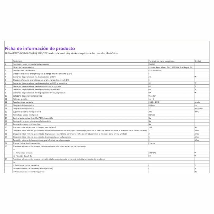 Xiaomi XIA1731112653202 Pantalla Gamer para PC 27 QHD IPS 180Hz Mini LED G PRO 27i 1ms 2 Xiaomi XIA1731112653202 Pantalla Gamer para PC 27 QHD IPS 180Hz Mini LED G PRO 27i 1ms 2