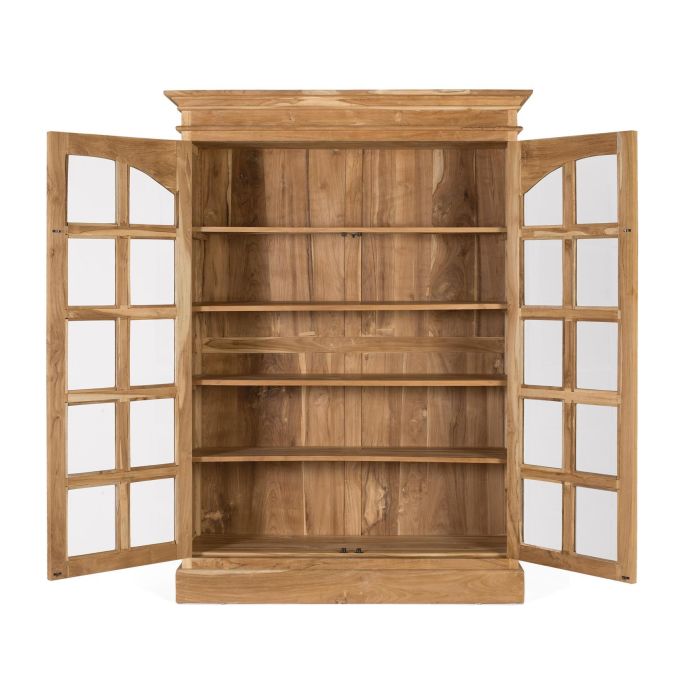 Giner y Colomer Librería de Teca Maciza con 2 Puertas de Cristal y 5 Estantes 2