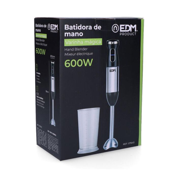 Edm Batidora de Mano 600W Cromado / Negro con Vaso Mezclador de 700ml 1
