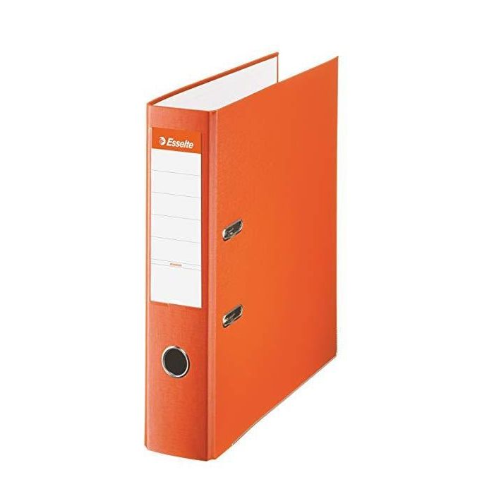 Esselte Archivador Palanca Folio Lomo Ancho Pp Interior Forrado En Papel Rado Cantoneras Naranja