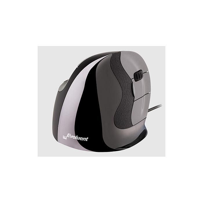 Evoluent VMDS Ratón Vertical Ergonómico para Diestros con 6 Botones y Cable USB Tipo A Negro Plata