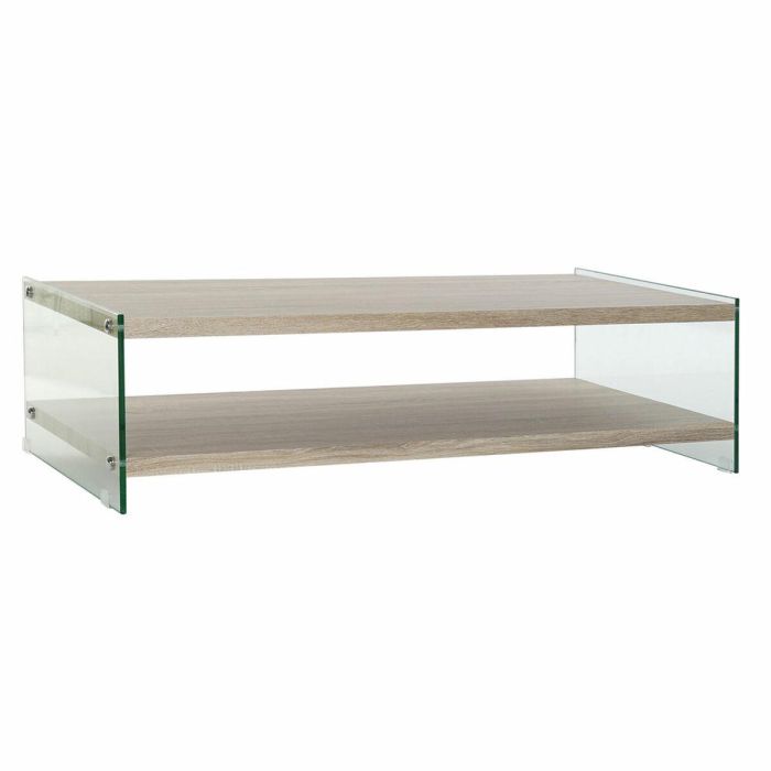Mesa de Centro DKD Home Decor Multicolor Transparente Natural Madera Cristal Madera MDF 130 x 65 x 35,5 cm Mesa de Centro DKD Home Decor Multicolor Transparente Natural Madera Cristal Madera MDF 130 x 65 x 35,5 cm