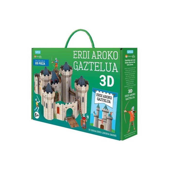 Puzle 3D Y Libro Sassi Manolito Books Erdi Aroko Gaztelua 3D - Euskera 89 Piezas (+6 Años)
