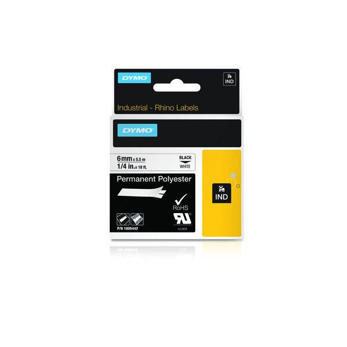 DYMO RHINO Cinta ID1-6 Negro/blanco polyester DYMO RHINO Cinta ID1-6 Negro/blanco polyester