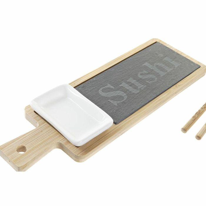 DKD Home Decor Set de Sushi Oriental 6 Piezas Bambú y Pizarra Natural Negro Apto Lavavajillas y Microondas 28x9x2 cm 1 DKD Home Decor Set de Sushi Oriental 6 Piezas Bambú y Pizarra Natural Negro Apto Lavavajillas y Microondas 28x9x2 cm 1