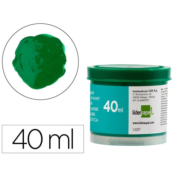 Tempera Liderpapel Escolar 40 mL Verde 5 unidades