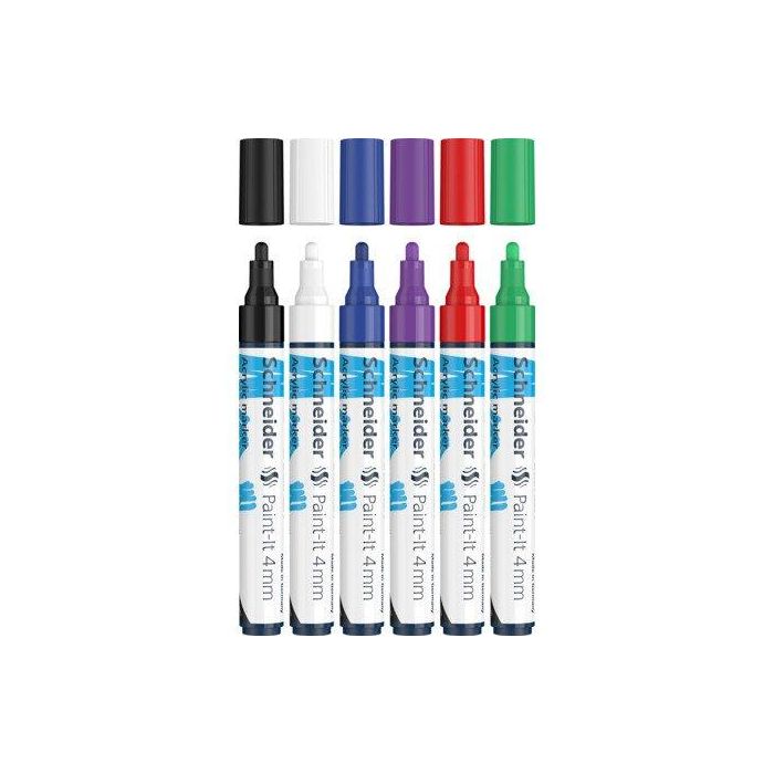Marcador Acrylic Schneider Paint-It 320 Conico (4 Mm) Estuche 6