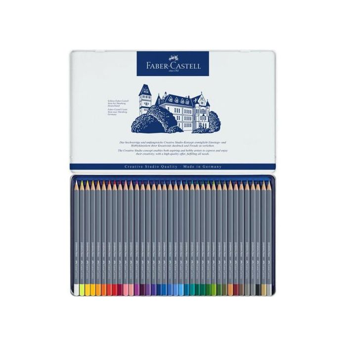 Lapices Acuarelables Faber-Castell Goldfaber Aqua 1146 Estuche De Metal De 36 1
