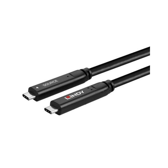 Lindy Cable Híbrido USB 3.2 Gen 1 DP 1.4 Tipo C 10m Fibra Óptica | Video 8K/4K, Datos 5Gbps, Power Delivery 60W 4