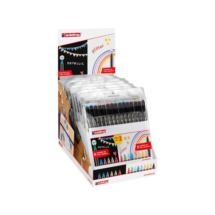 Edding Rotulador 1200 Metálico-Glitter Punta Fina C-Surtidos Expositor 15 Pack 4-1200-15 Edding Rotulador 1200 Metálico-Glitter Punta Fina C-Surtidos Expositor 15 Pack 4-1200-15
