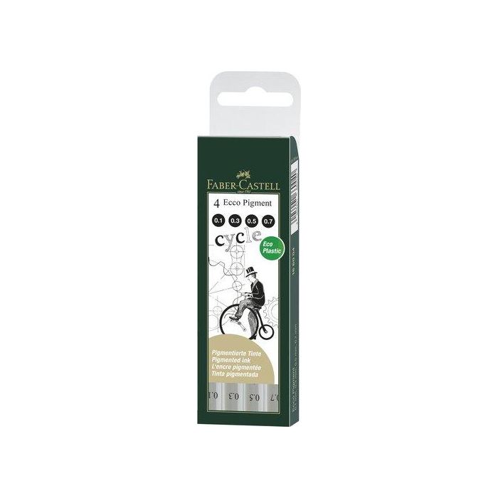 Rotulador Calibrado Faber-Castell Ecco Pigment Bolsa De 4 (0,1 - 0,3 - 0,5 - 0,7 Mm) 5 unidades